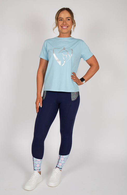 BARE Silver Logo T-Shirt - Light Blue